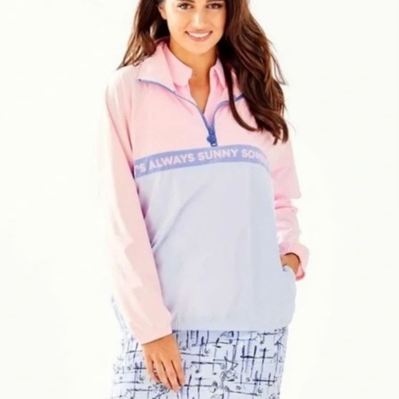 Lilly Pulitzer Tee Time Windbreaker half zip Jacket It’s Always Sunny XL used - Picture 2 of 12